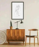 Receptionsgave - line art tegning efter dine fotos - Just Karikatur